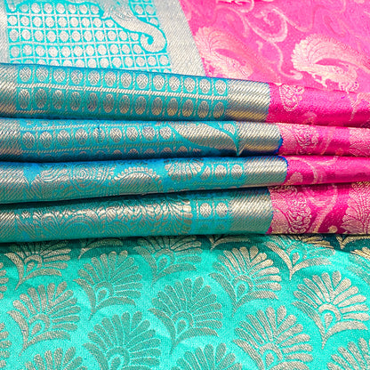 Rich Pink Kanjivaram Silk Saree With Elephant & Peacock Motifs in Zari