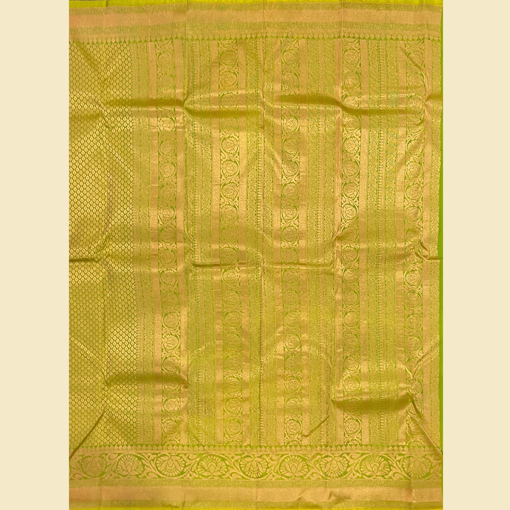 Green Kanjivaram Silk Saree With Golden Zari Motifs