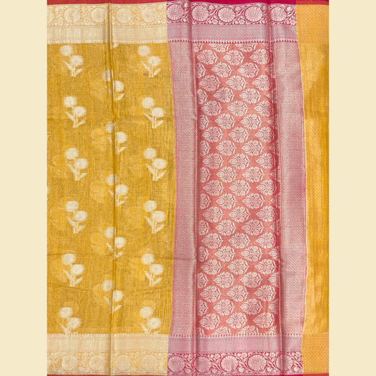 Golden-Yellow Banarasi Silk Saree