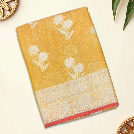 Golden-Yellow Banarasi Silk Saree