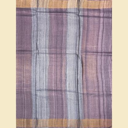 Grey With Mauve Border Tussar Silk Saree