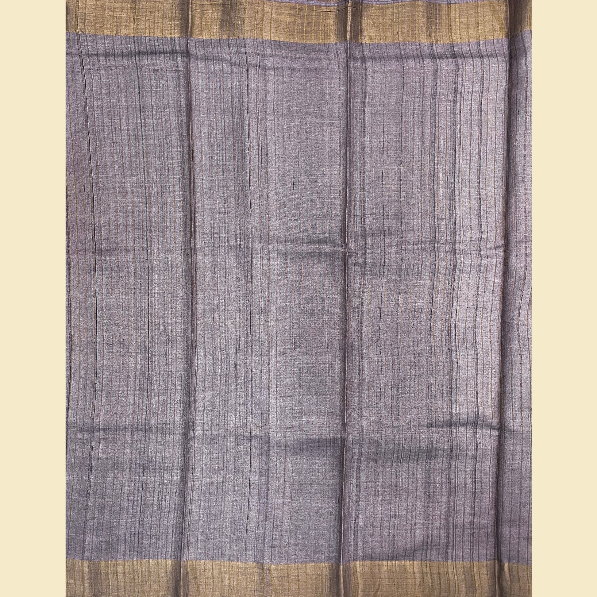 Grey With Mauve Border Tussar Silk Saree