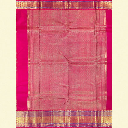 Aqua Green Kanjivaram Silk Saree With Pink-Gold Zari Border