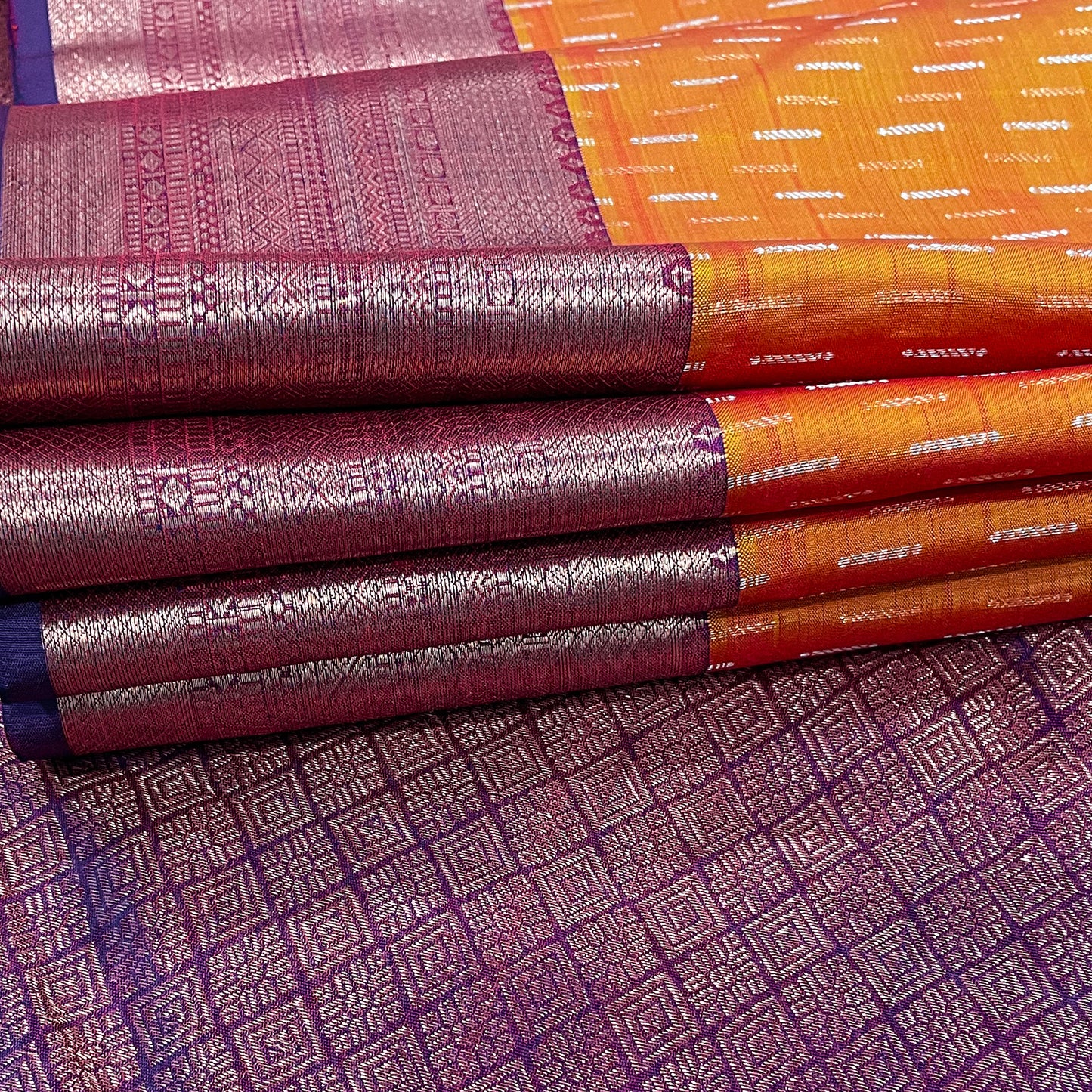 Bright Orange Kanjivaram Silk Saree