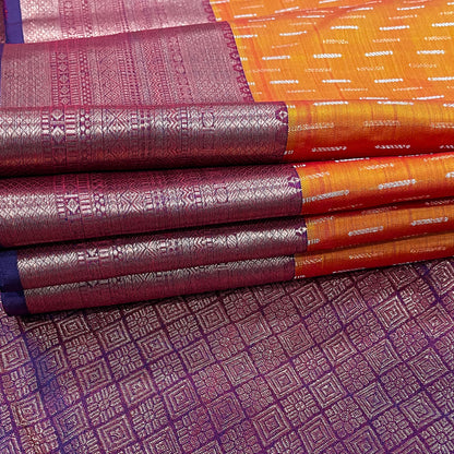 Bright Orange Kanjivaram Silk Saree