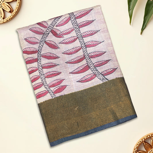 Soft Blush Tussar Silk Saree