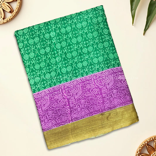 Emerald Green Tussar Silk Saree
