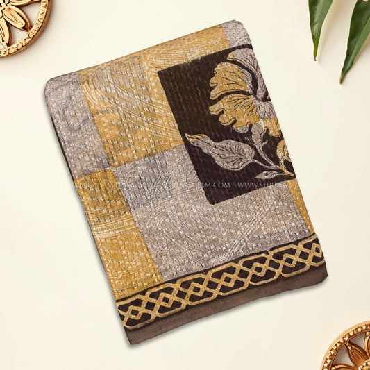 Mustard-Brown Chanderi Saree