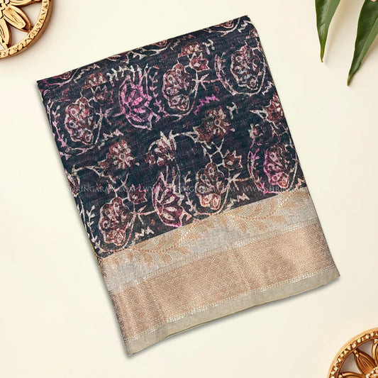 Blue Multi Chanderi Silk Saree