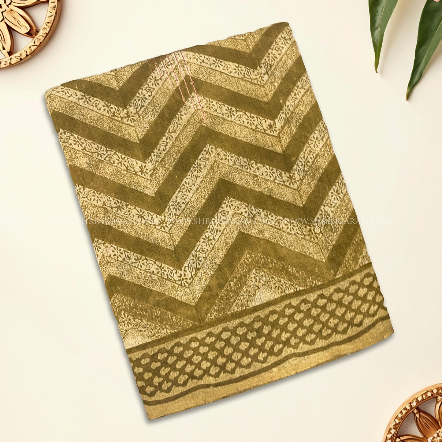 Antique Olive Semi Tussar Silk Saree