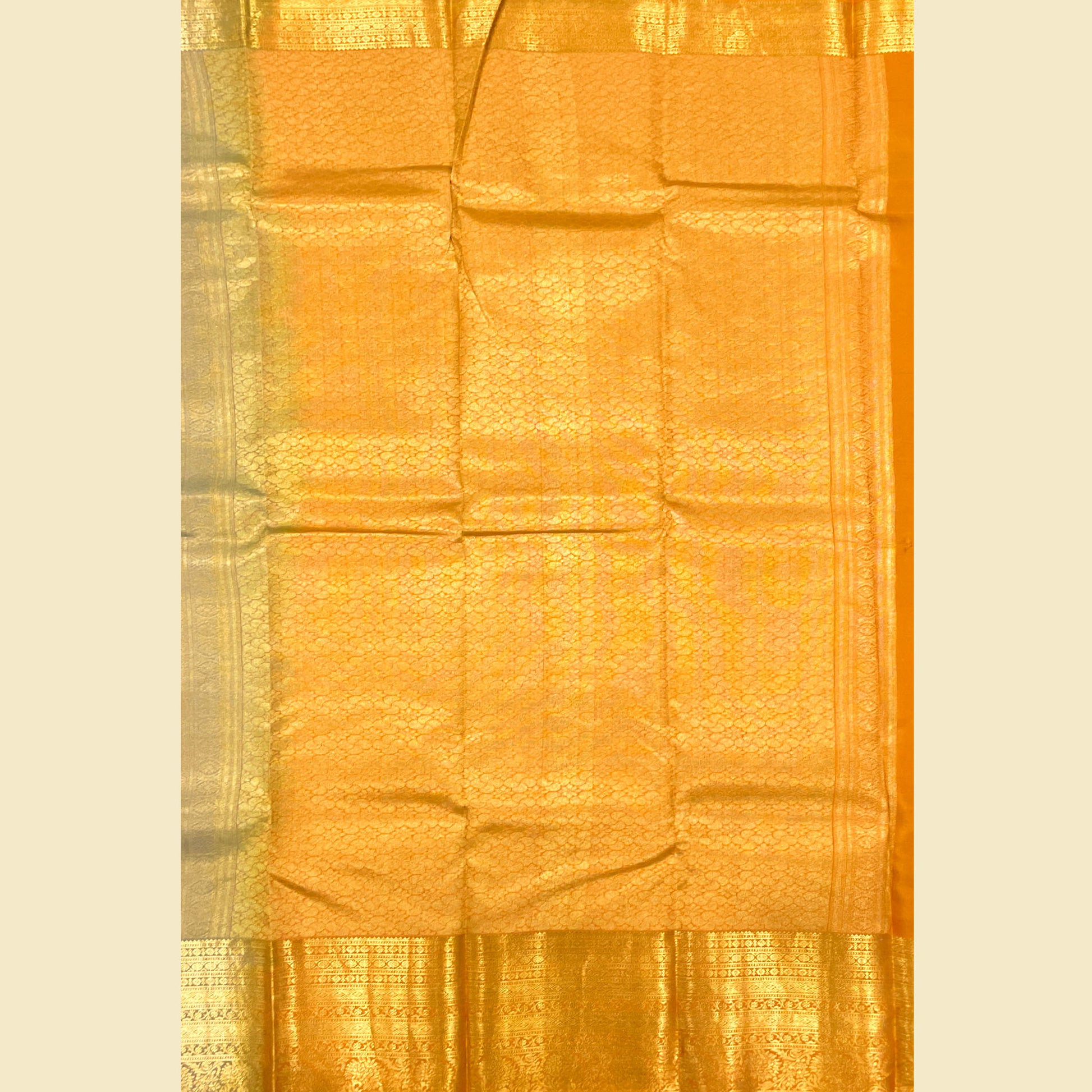 Kanjivaram Silk Saree With Golden-Orange Pallu