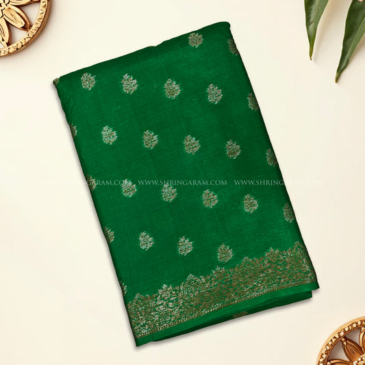 Vibrant Green Tussar saree