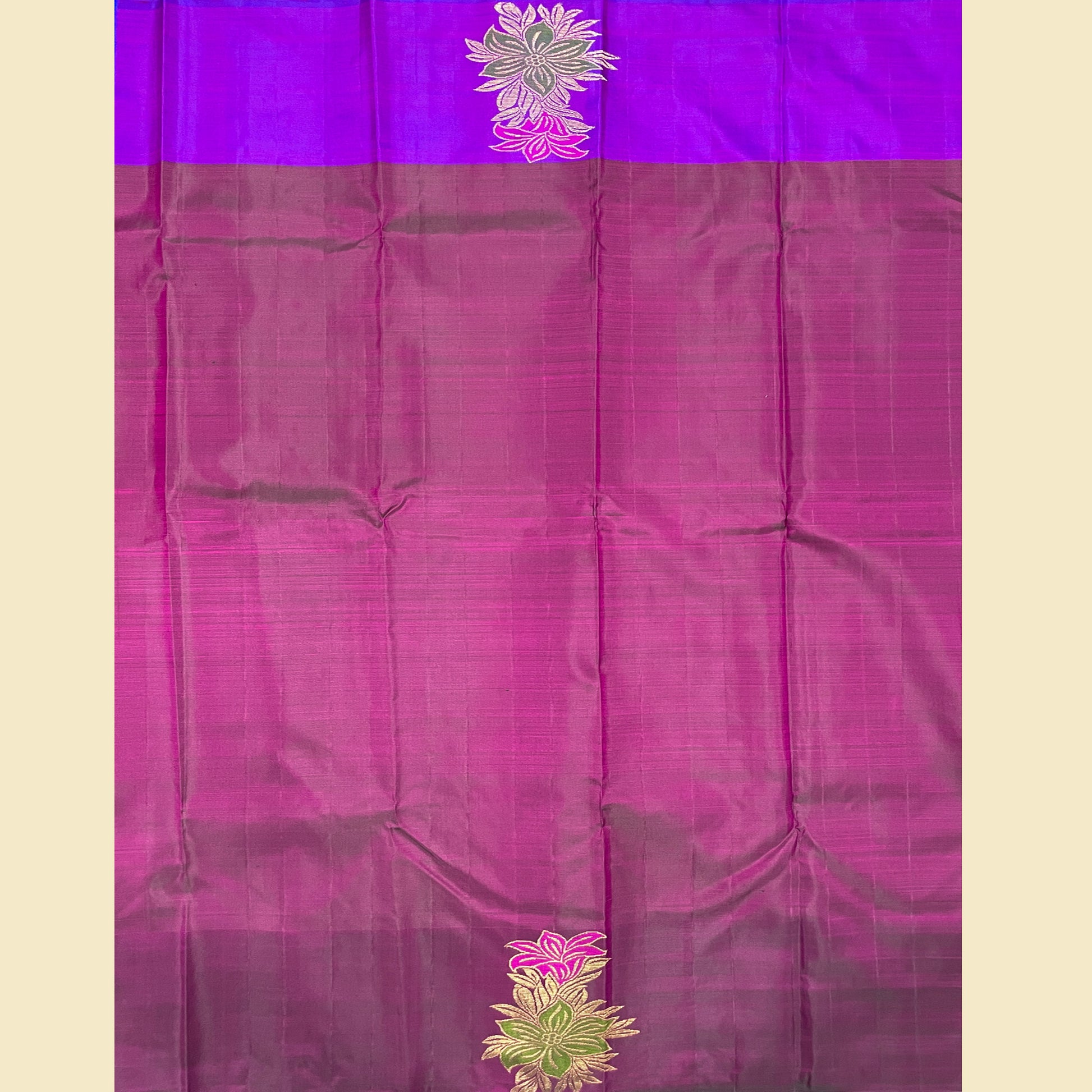 Pure Kanjivaram Silk Saree With Purple Blouse