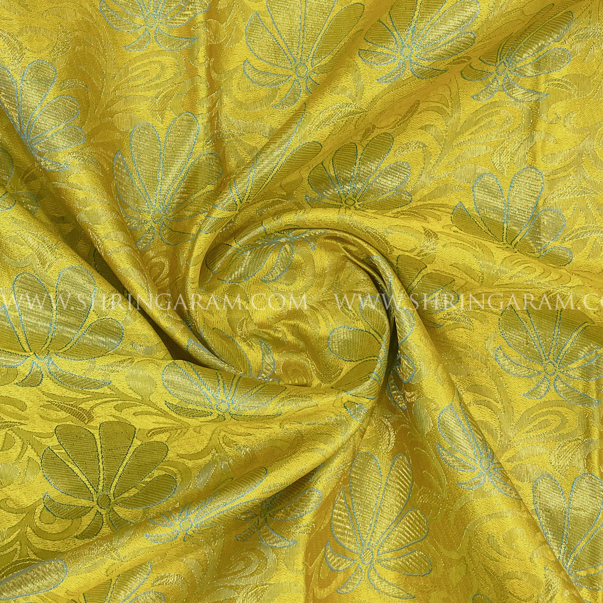 Yellow Kanjivaram Silk Saree With Floral Zari Work