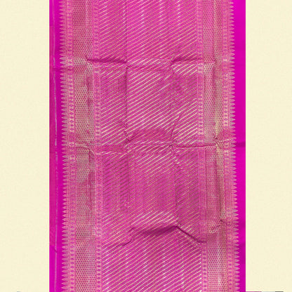 Mustard Brocade Kanjivaram Silk Saree Pink Pallu