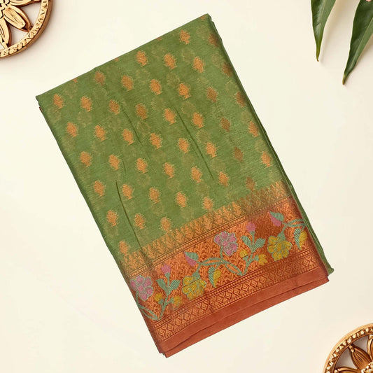 Pista Semi Banaras Silk Saree